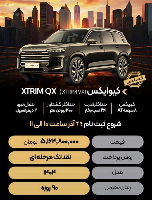 بخشنامه فروش با قیمت قطعی اکستریم QX